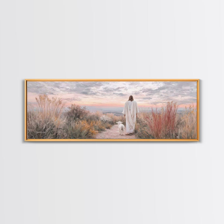 Path Of Peace - Framed Canvas Print - Christian Wall Art - Jesus Art Print - Panoramic Wall Art - Large Christian Painting - Christian Gift