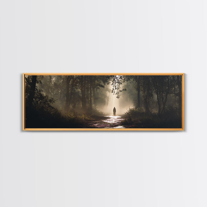 Forest Of Hope - Framed Canvas Print - Christian Wall Art - Jesus Painting - Panoramic Frame - Christian Art Canvas - Moody Christian Art -