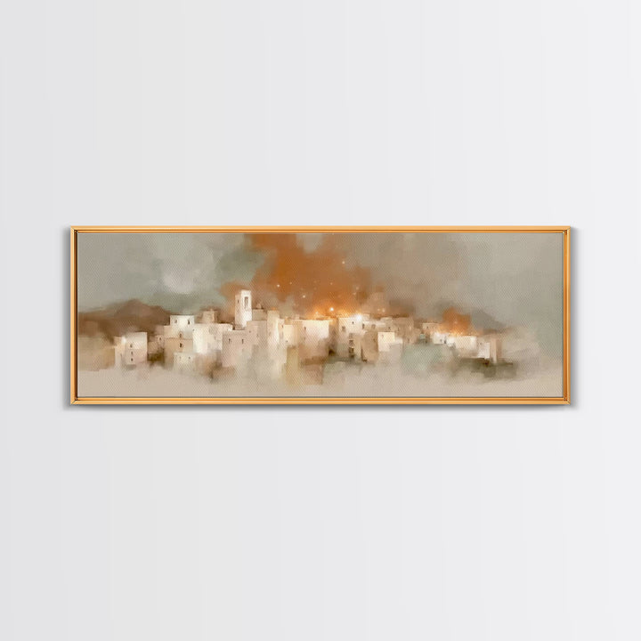 Bethlehem Glow | Framed Canvas Print | Christian Wall Art | Panoramic Art | Christian Art Print | Christmas Art | Unique Christian Art