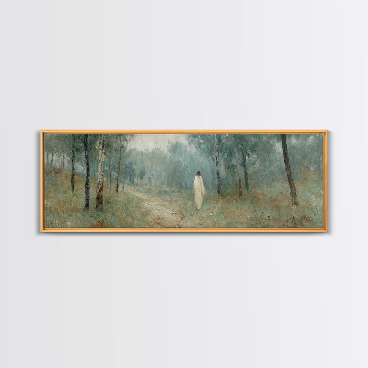 Forest Of Glory – Framed Canvas Print – Christian Wall Art – Panoramic Art – Jesus Painting – Christian Art Canvas – Modern Christian Art –