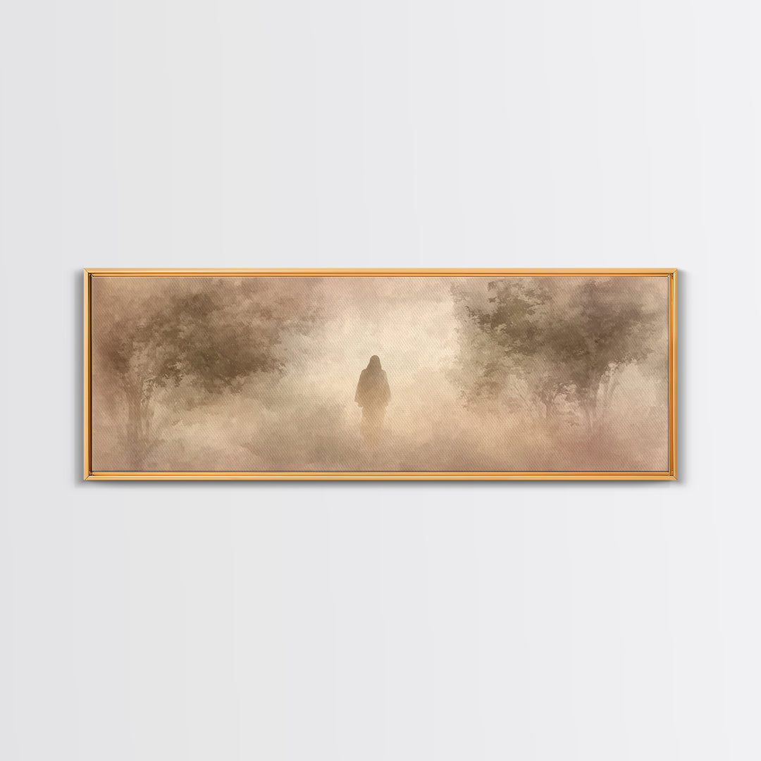 Quiet Divine Path | Framed Canvas Print | Panoramic Painting | Christian Wall Art | Christian Art Work | Subtle Christian Art | Large Chris