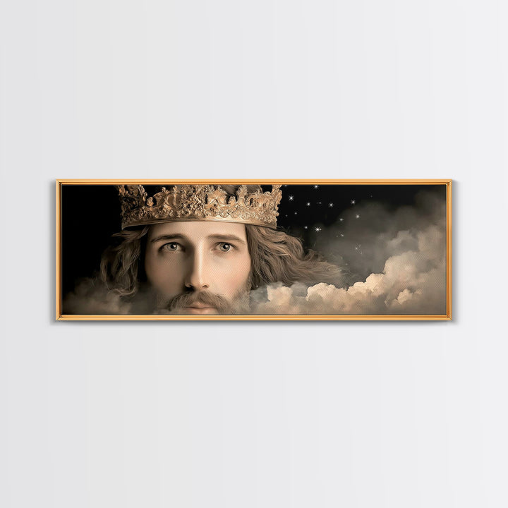 Crowned In Majesty – Framed Canvas Print – Panoramic Print – Christian Wall Art – Jesus Painting – Christian Art Canvas – Large Jesus Paint