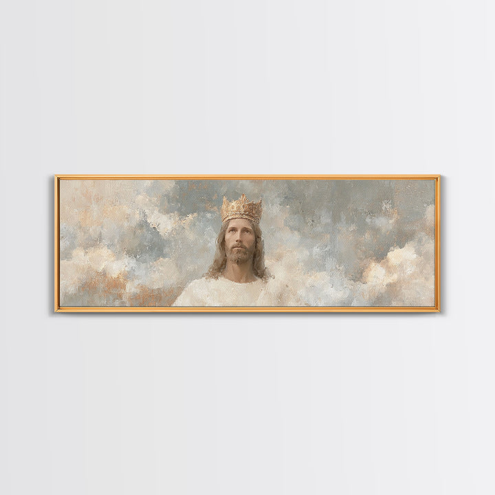 Radiant Crown Light, Framed Canvas Print, Panoramic Painting, Christian Wall Art, Jesus Painting, Christian Art Canvas, Modern Christian Ar