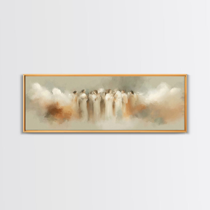Heavenly Gathering – Framed Canvas Print – Christian Art – Panoramic Wall Art – Christian Art Prints – Christmas Art – Christian Decor For