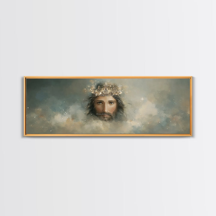 Heavenly Crown – Framed Canvas Print – Christian Wall Art – Jesus Painting – Panoramic Art – Christian Christmas Art – Christian Decor
