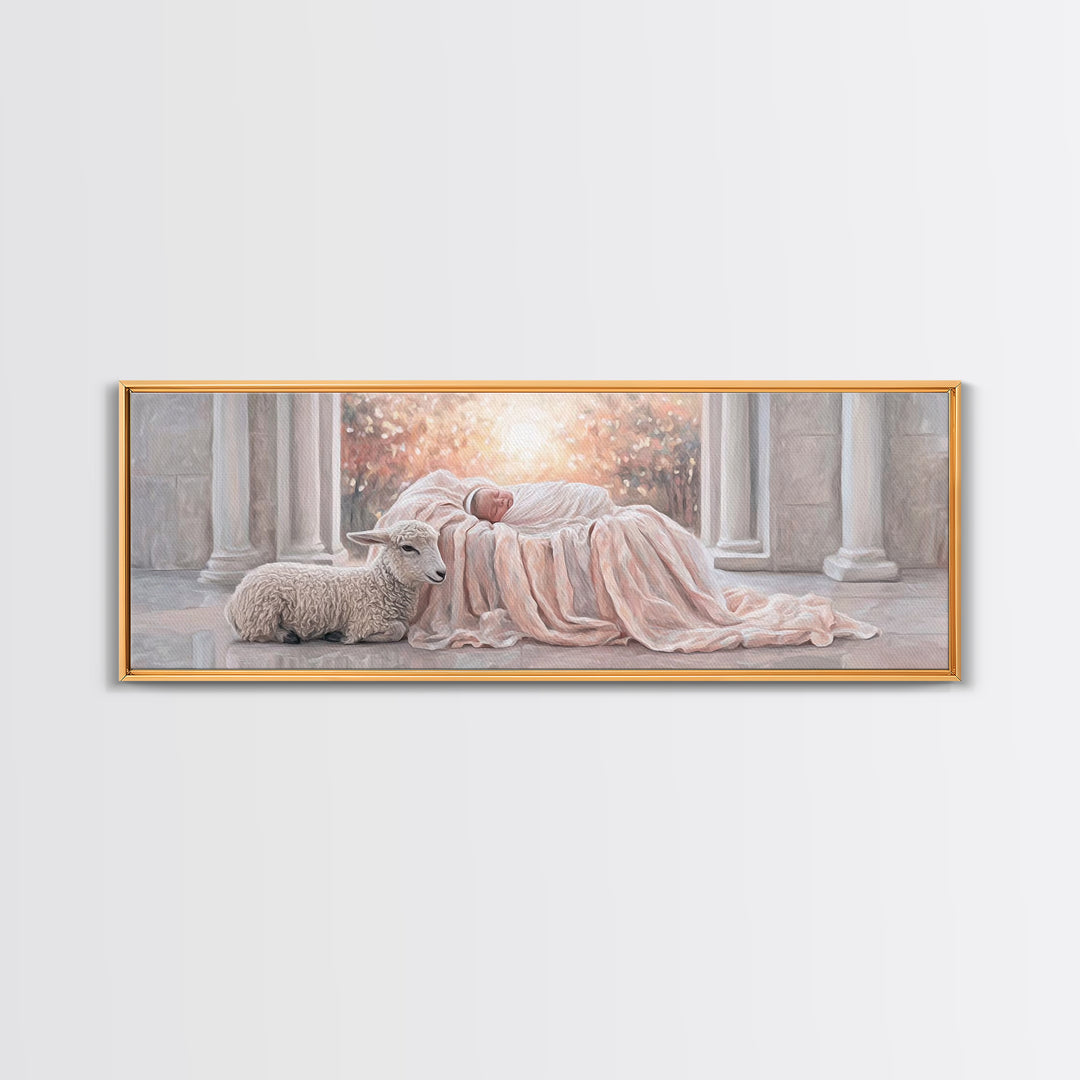 Holy Dawn, Framed Canvas Print, Christian Wall Art, Jesus Christmas Art, Panoramic Print, Christian Art Canvas, Christian Christmas Art
