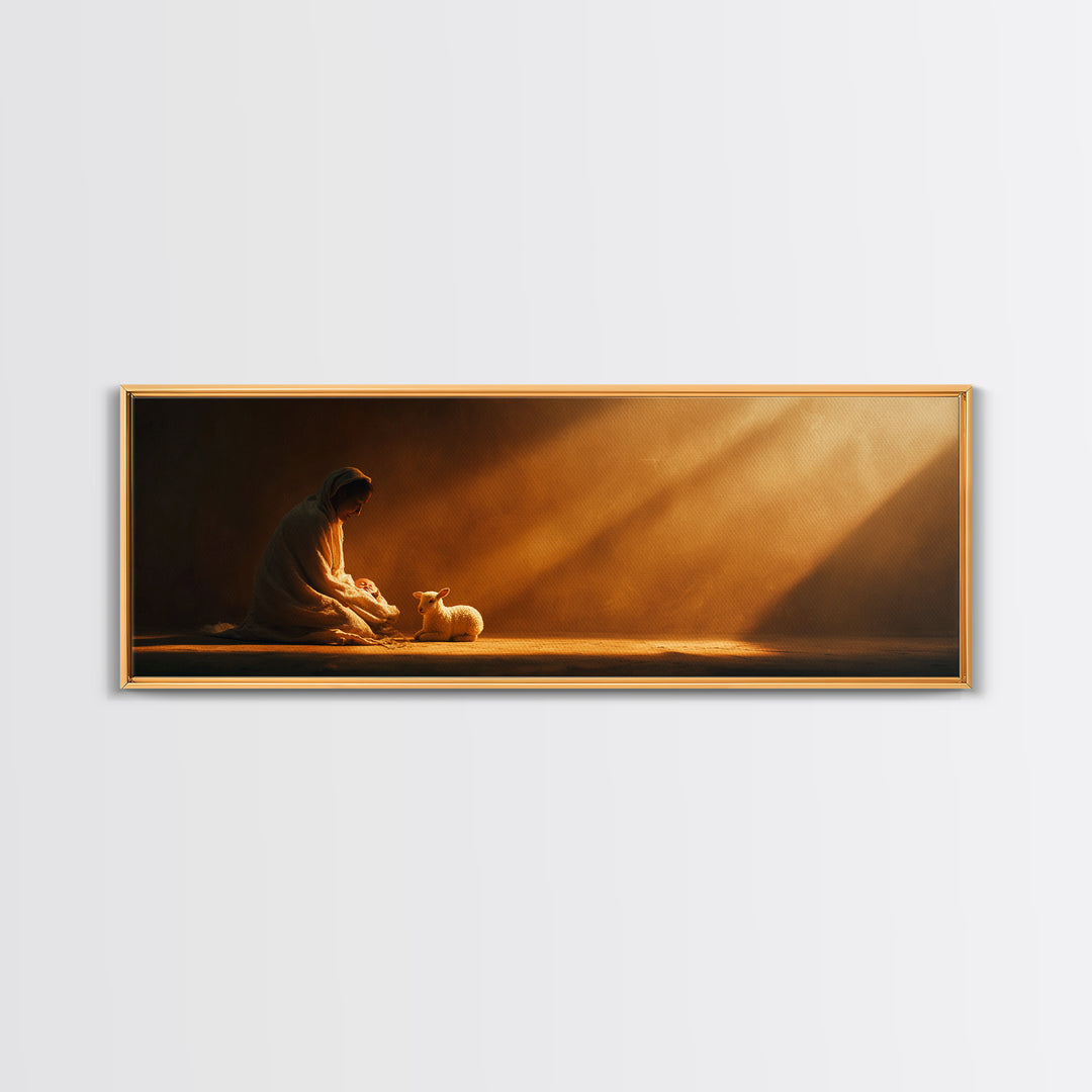 Celestial Nativity | Framed Canvas Print | Christian Wall Art | Christmas Wall Art | Panoramic Art | Christian Decorations | Christmas Art