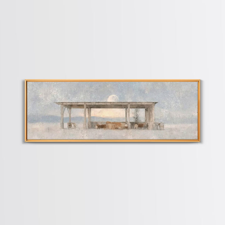 Winter Pasture Grace – Framed Canvas Print – Panoramic Art – Christian Wall Art – Christmas Art – Christian Art Canvas – Christmas Decorati
