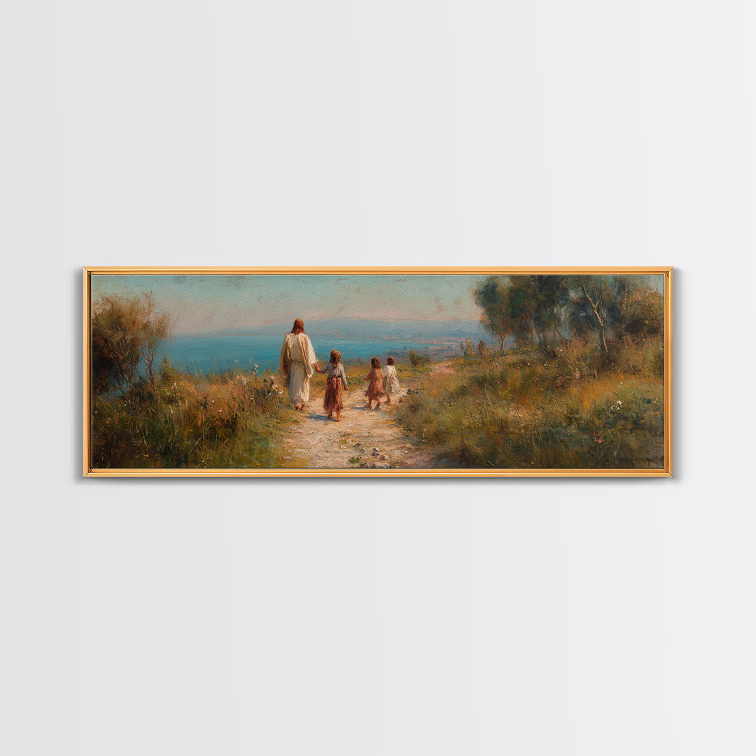 Hillside Grace – Framed Canvas Print – Christian Art Canvas – Panoramic Painting – Christian Wall Art – Jesus Painting – Christian Christma