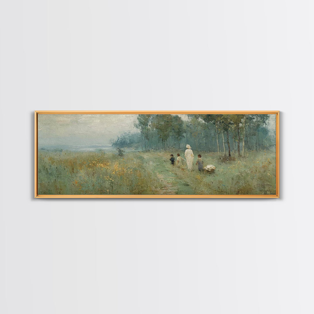 Morning Meadow | Framed Canvas Print | Christian Wall Art | Panoramic Frame | Christian Art Canvas | Jesus Painting | Christmas Art