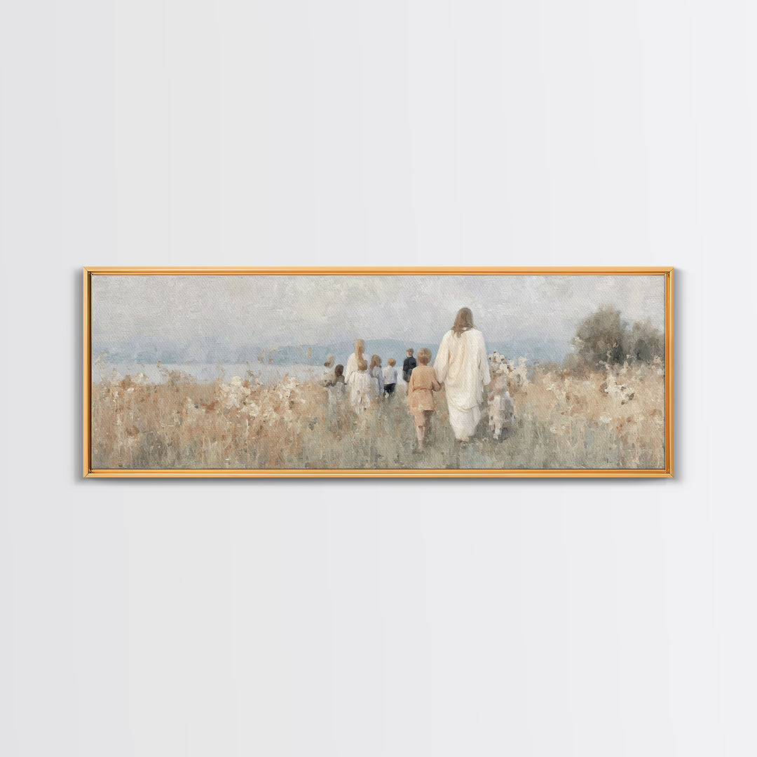 Shepherd’s Dawn – Framed Canvas Print – Christian Wall Art – Panoramic Art – Christian Christmas Art – Jesus Painting – Christian Art Work