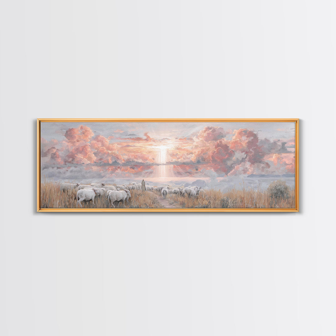 Stormlit Journey, Framed Canvas Print, Christian Wall Art, Panoramic Frame, Christian Art Canvas, Jesus Painting, Christian Christmas Decor