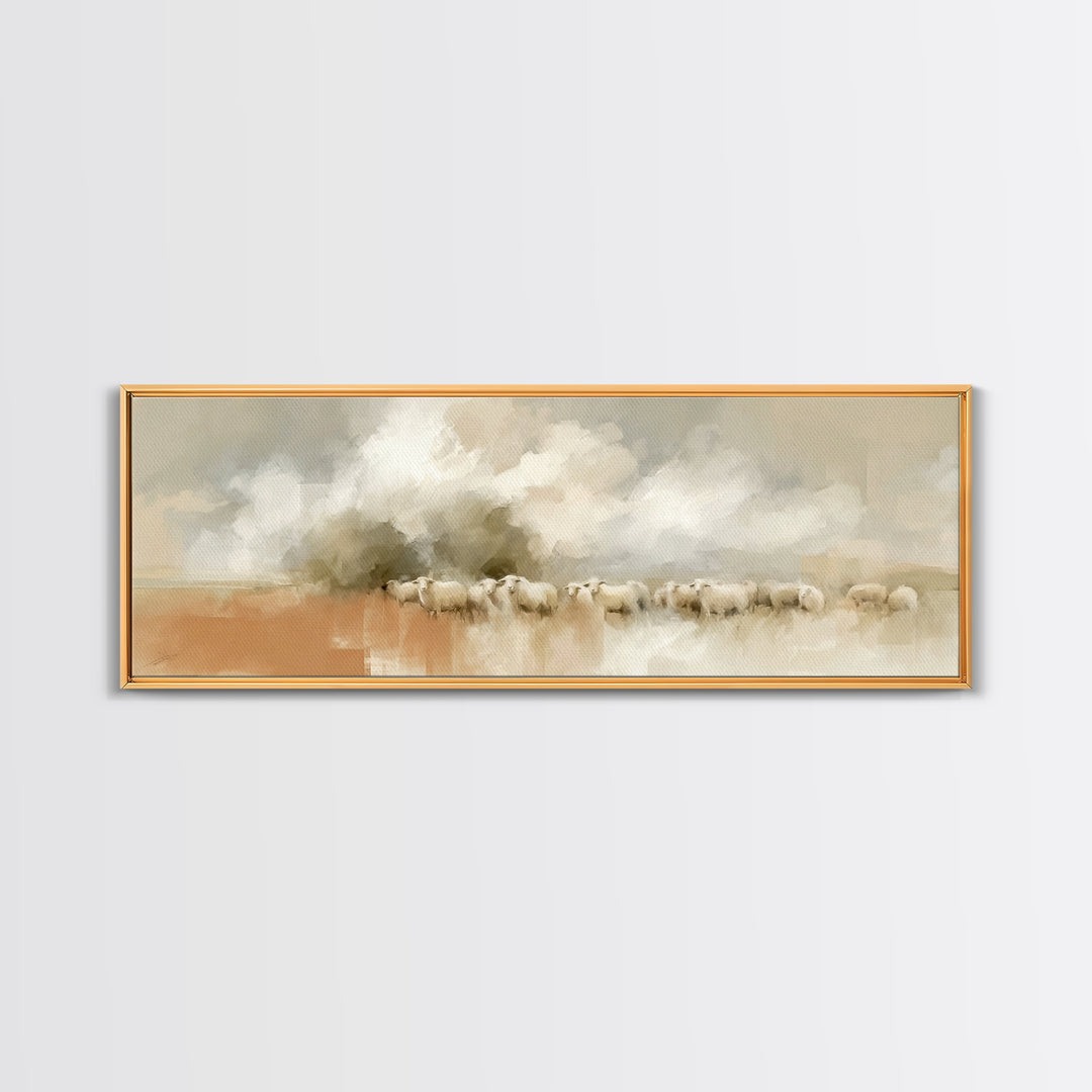Gentle Shepherd – Framed Canvas Print – Christian Art Canvas – Panoramic Art – Christian Wall Art – Christmas Art – Jesus Painting