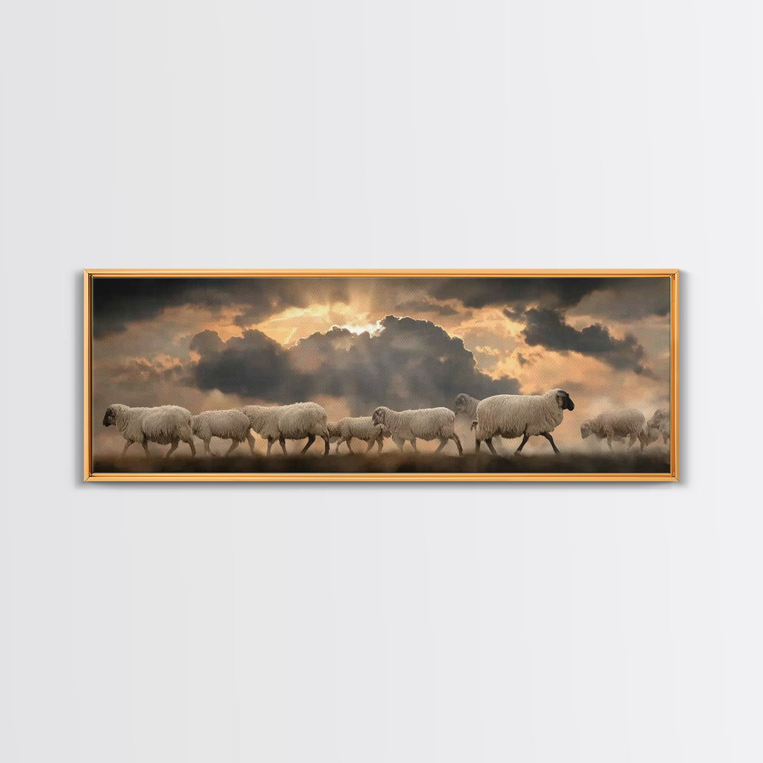 Fields Of Peace | Framed Canvas Print | Christian Wall Art | Panoramic Painting | Christian Art Canvas | Christian Christmas Art | Jesus Pa