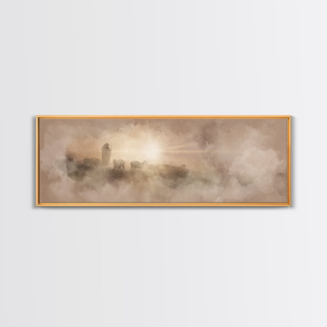 Radiant Horizon, Framed Canvas Print, Christian Art Canvas, Panoramic Wall Art, Christian Wall Art, Christmas Art, Modern Christian Art