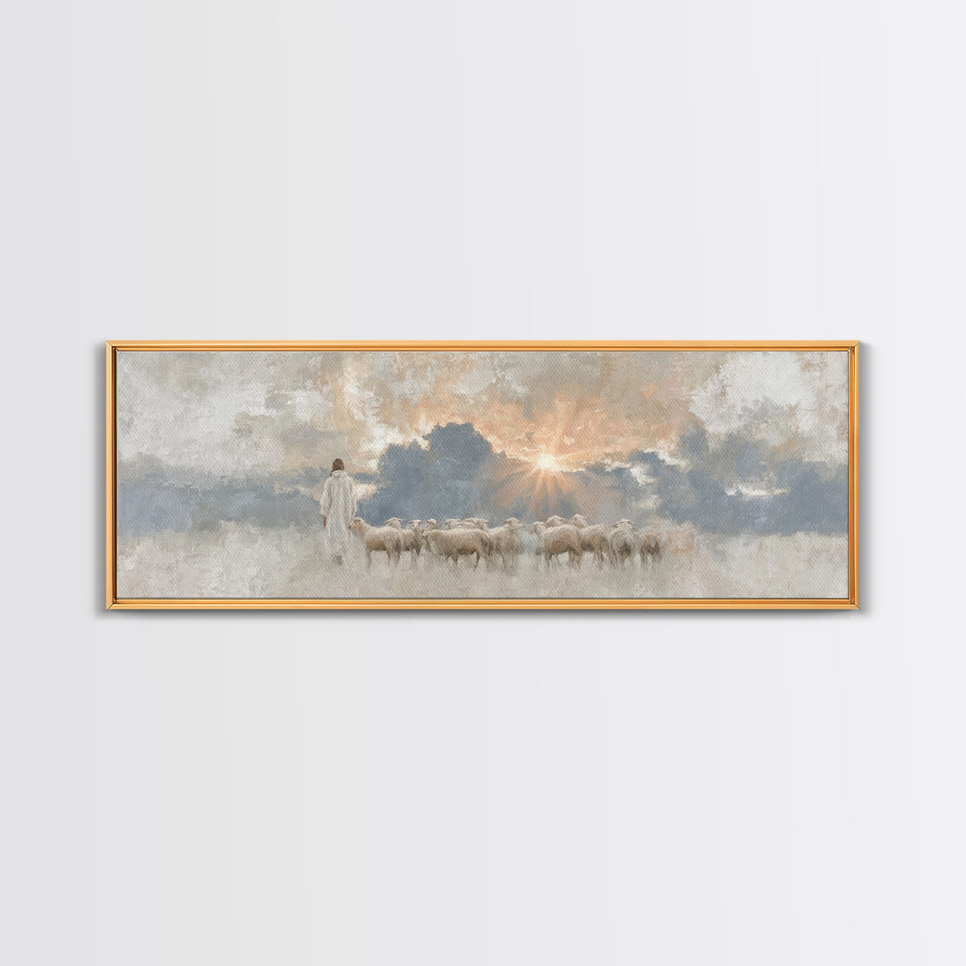 Light Of Mercy | Framed Canvas Print | Panoramic Art | Jesus Painting | Christian Wall Art | Christian Art Canvas | Christian Christmas Art