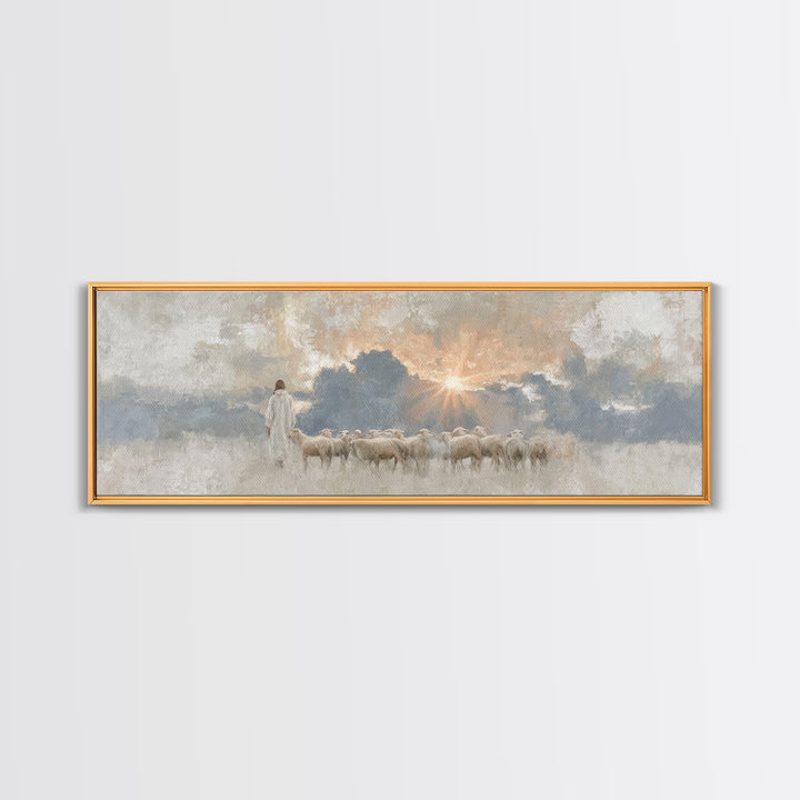 Light Of Mercy | Framed Canvas Print | Panoramic Art | Jesus Painting | Christian Wall Art | Christian Art Canvas | Christian Christmas Art