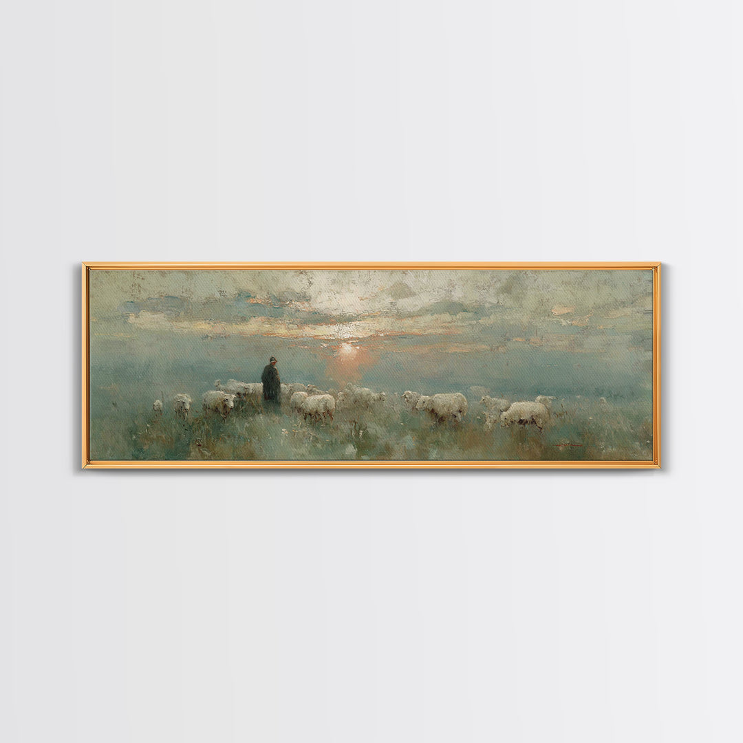 Horizon Of Peace, Framed Canvas Print, Panoramic Print, Christian Wall Art, Christian Art Canvas, Jesus Painting, Christmas Art