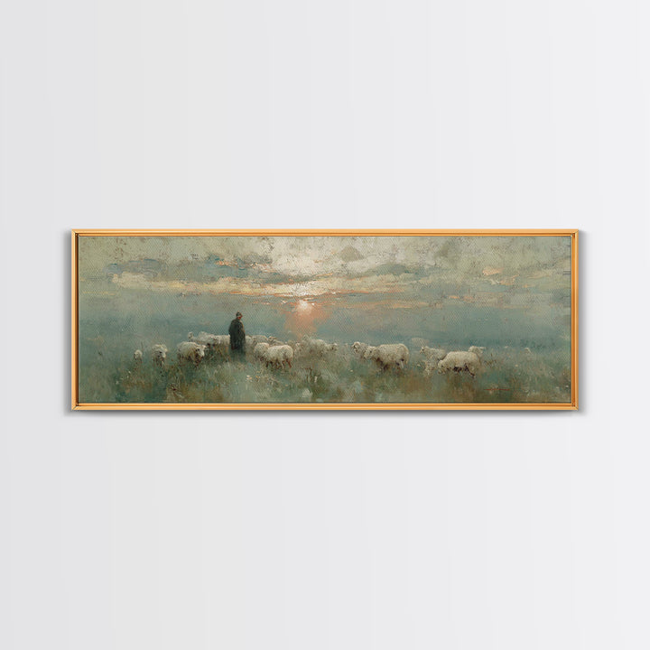 Horizon Of Peace, Framed Canvas Print, Panoramic Print, Christian Wall Art, Christian Art Canvas, Jesus Painting, Christmas Art