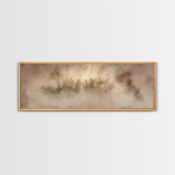Celestial Chorus, Framed Canvas Print, Christian Art Canvas, Panoramic Wall Art, Christmas Art, Christian Art Gift, Modern Christian Art