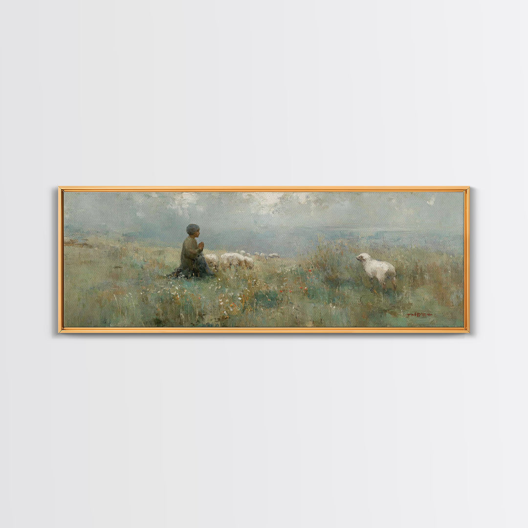 Childlike Faith – Framed Canvas Print – Panoramic Art – Christian Wall Art – Christian Art Canvas – Jesus Painting – Christmas Art