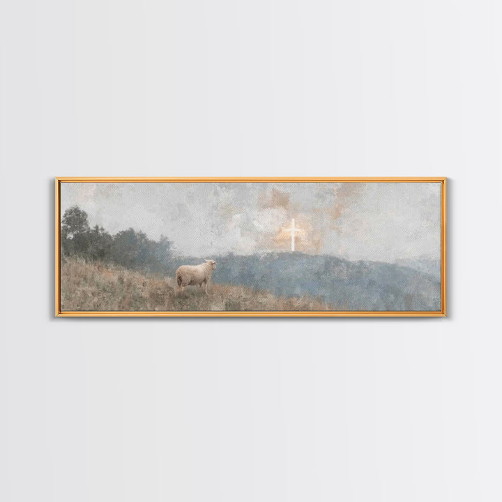 Valley Of Mercy – Framed Canvas Print – Panoramic Wall Art – Christian Art Gift – Modern Christian Art – Jesus Painting – Christmas Art Pri