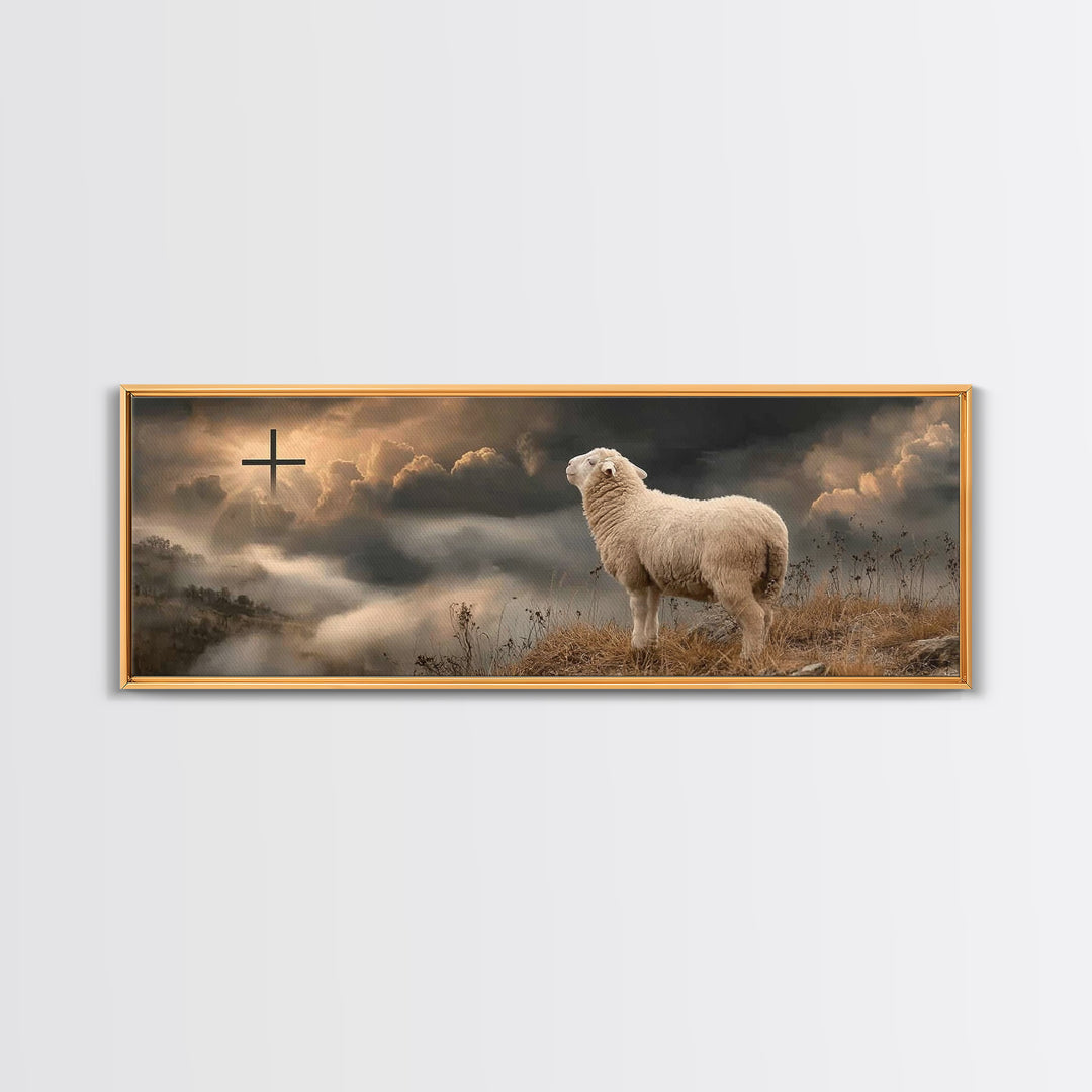 Dawn Of Salvation, Framed Canvas Print, Panoramic Painting, Christian Wall Art, Christian Art Canvas, Jesus Painting Canvas, Christmas Art