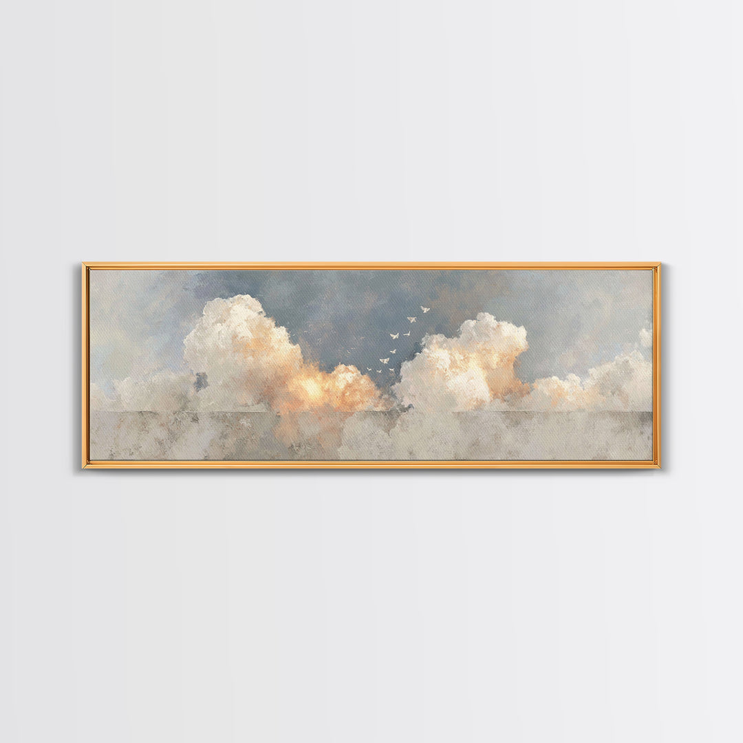 Doves Of Light | Framed Canvas Print | Christian Wall Art | Panoramic Art | Christian Art Print | Christmas Art | Minimalist Christian Art