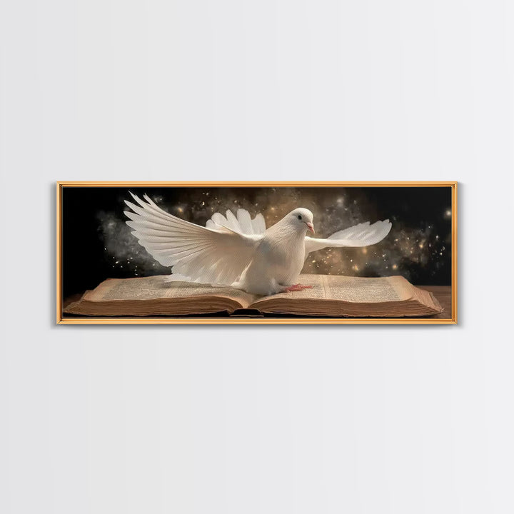 Holy Fire Light, Framed Canvas Print, Panoramic Frame, Christian Art Canvas, Moody Christian Art, Christian Christmas Decor, Christian Wall