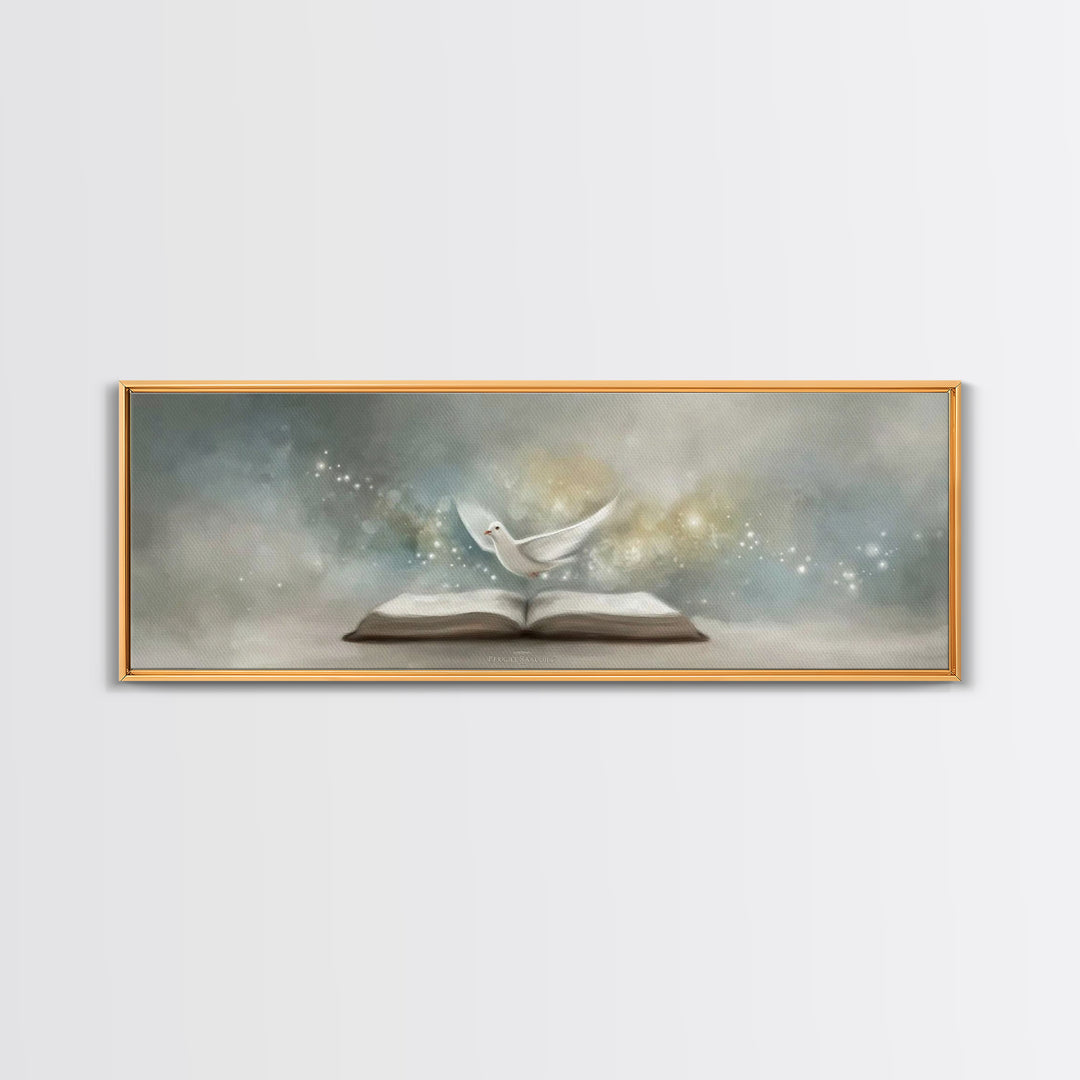 Spirit Of Scripture | Framed Canvas Print | Extra Wide Art | Christian Art Work | Christian Wall Art | Christmas Art Prints | Modern Christ