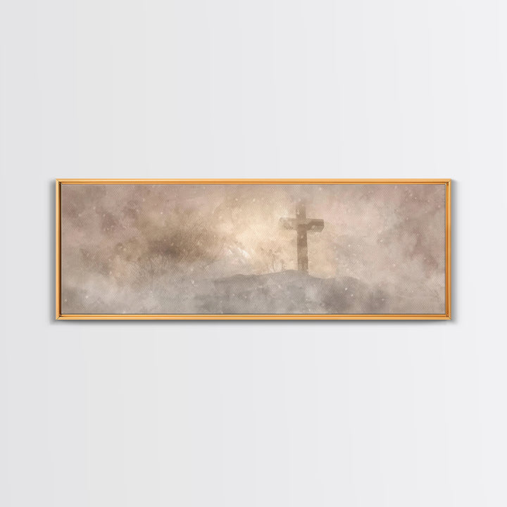 Snowfield Mercy, Framed Canvas Print, Christian Art Canvas, Panoramic Art, Christmas Art Prints, Christian Decoration, Moody Christian Art