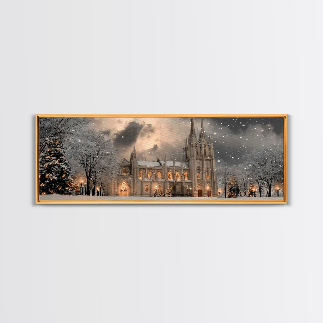 Cathedral Wonder | Framed Canvas Print | Christian Art Canvas | Panoramic Art | Christmas Wall Art | Christian Christmas Art | Christian Gi
