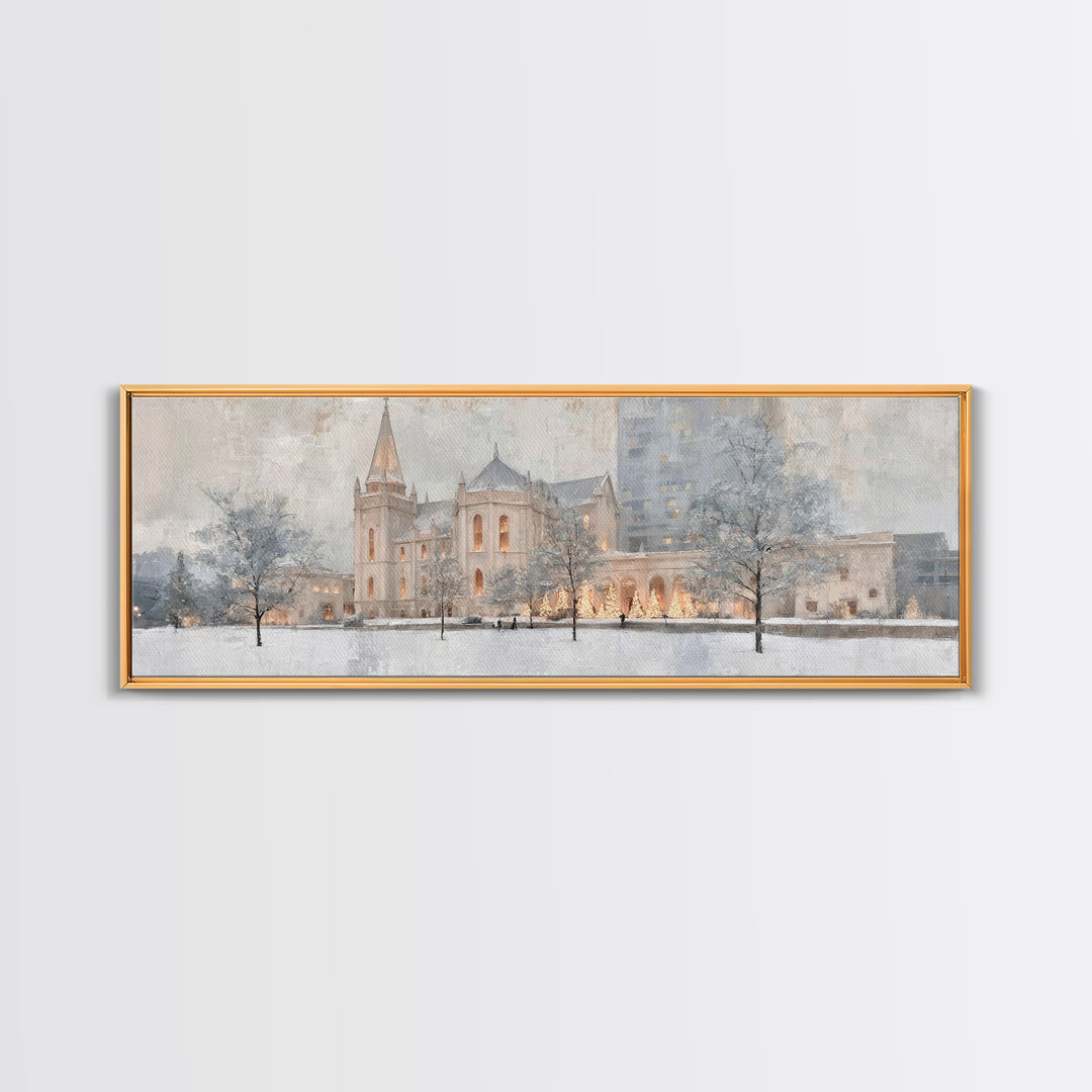 Sanctuary At Dusk - Framed Canvas Print - Christian Art Canvas - Panoramic Frame - Christmas Wall Art - Christian Decoration - Unique Chris