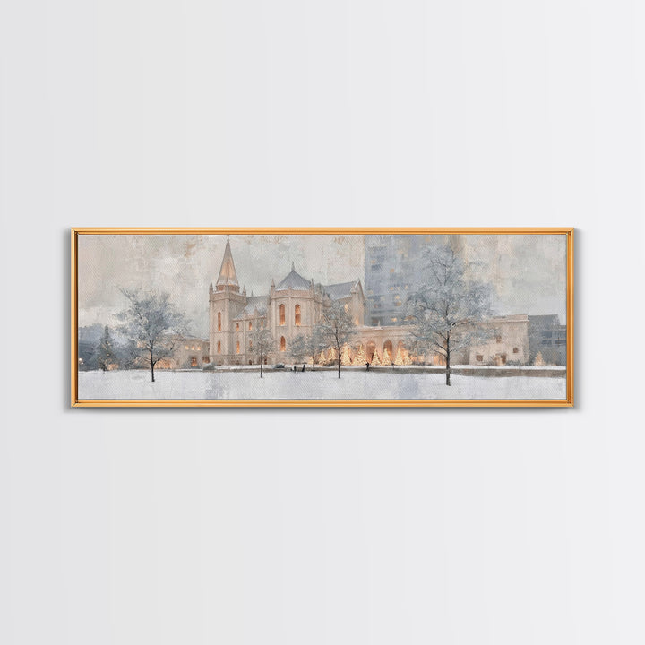 Sanctuary At Dusk - Framed Canvas Print - Christian Art Canvas - Panoramic Frame - Christmas Wall Art - Christian Decoration - Unique Chris