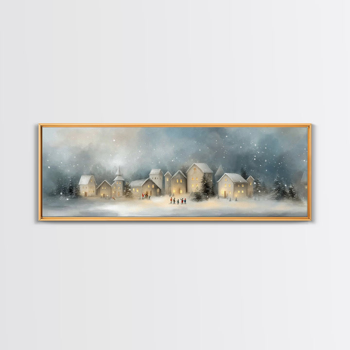 Peaceful Village Star - Framed Canvas Print - Christian Wall Art - Panoramic Art - Christmas Art - Christian Art Canvas - Christmas Wall Ar