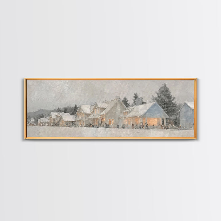 Snowy Hills Harmony, Framed Canvas Print, Christian Art Canvas, Panoramic Print, Christmas Art Prints, Christian Decor For Home, Modern Chr
