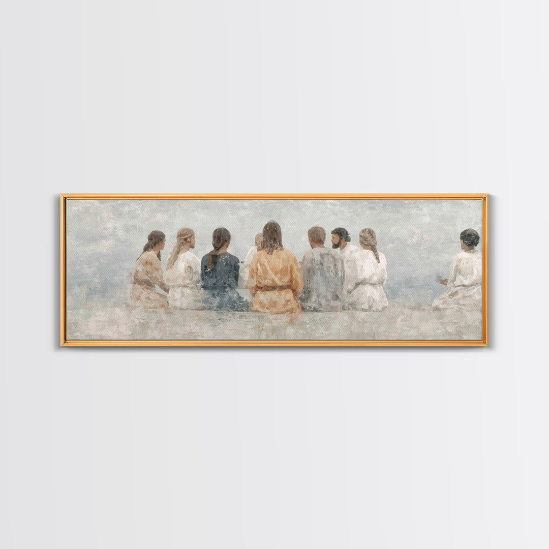 Hallowed Fellowship Peace, Framed Canvas Print, Christian Wall Art, Modern Christian Art, Panoramic Frame, Jesus Art Print, Christian Gift