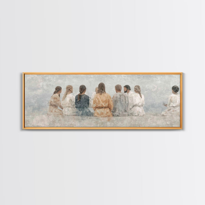 Hallowed Fellowship Peace, Framed Canvas Print, Christian Wall Art, Modern Christian Art, Panoramic Frame, Jesus Art Print, Christian Gift