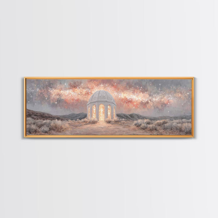 Starlit Sanctuary, Framed Canvas Print, Panoramic Print, Christian Wall Art, Christian Art Canvas, Christmas Art, Jesus Painting