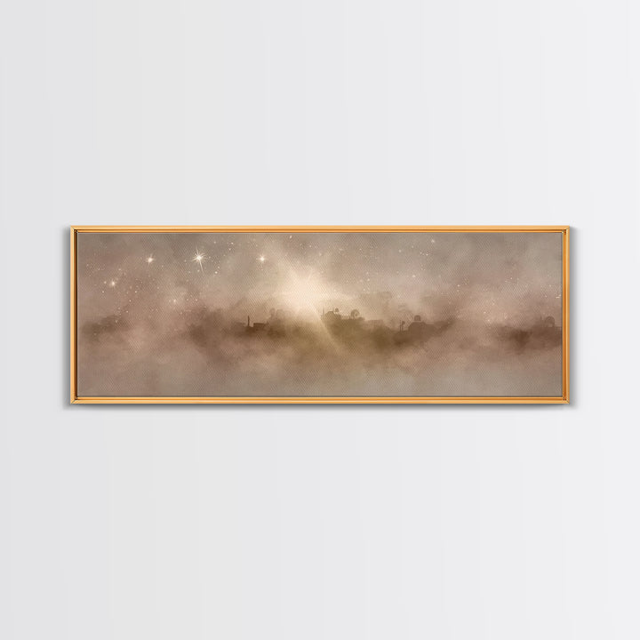 Desert Chapel Sky - Framed Canvas Print - Panoramic Wall Art - Christian Art Canvas - Christian Wall Art - Jesus Painting - Christmas Art