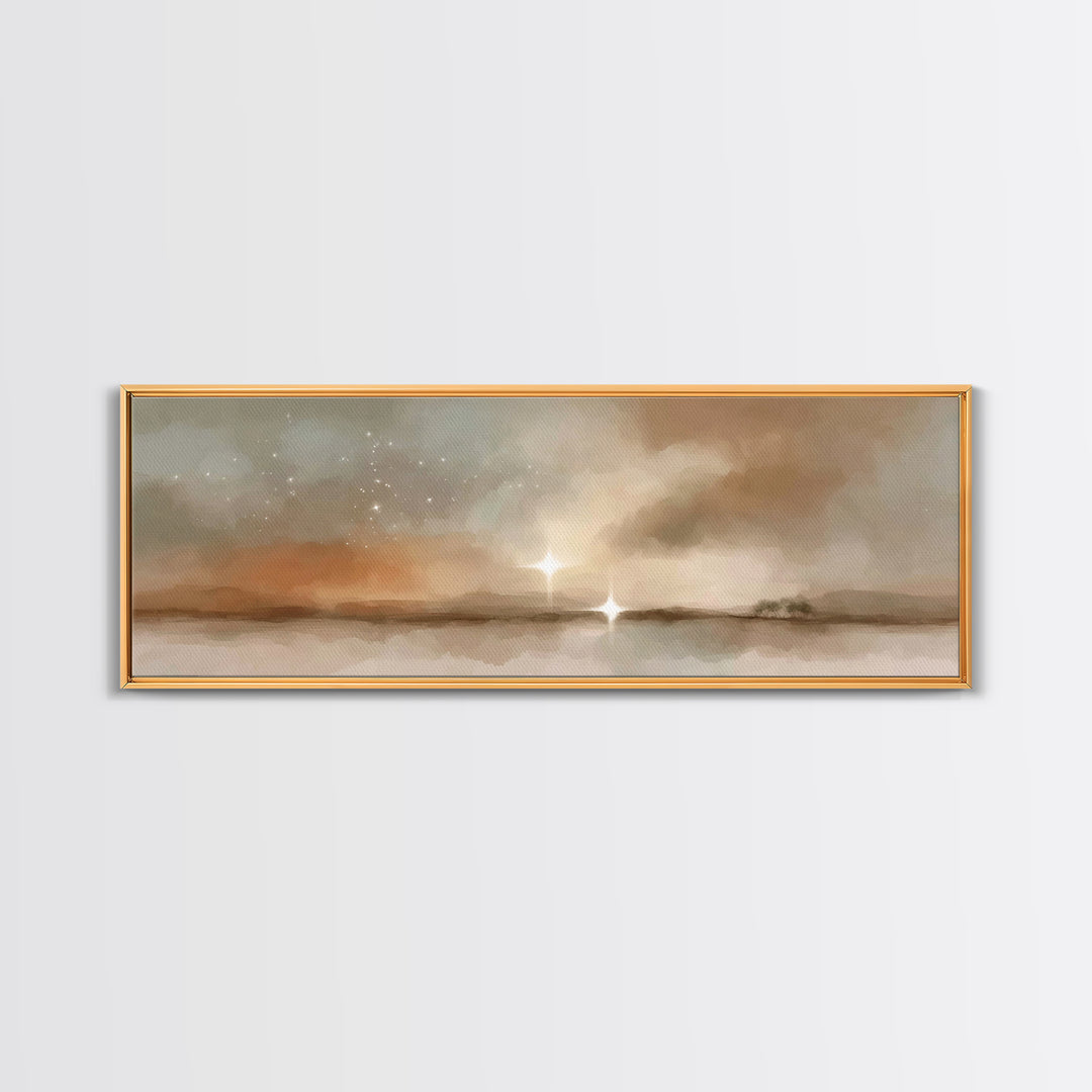 Bethlehem Horizon Light | Framed Canvas Print | Panoramic Painting | Christian Wall Art | Christian Art Canvas | Christmas Art | Jesus Pain