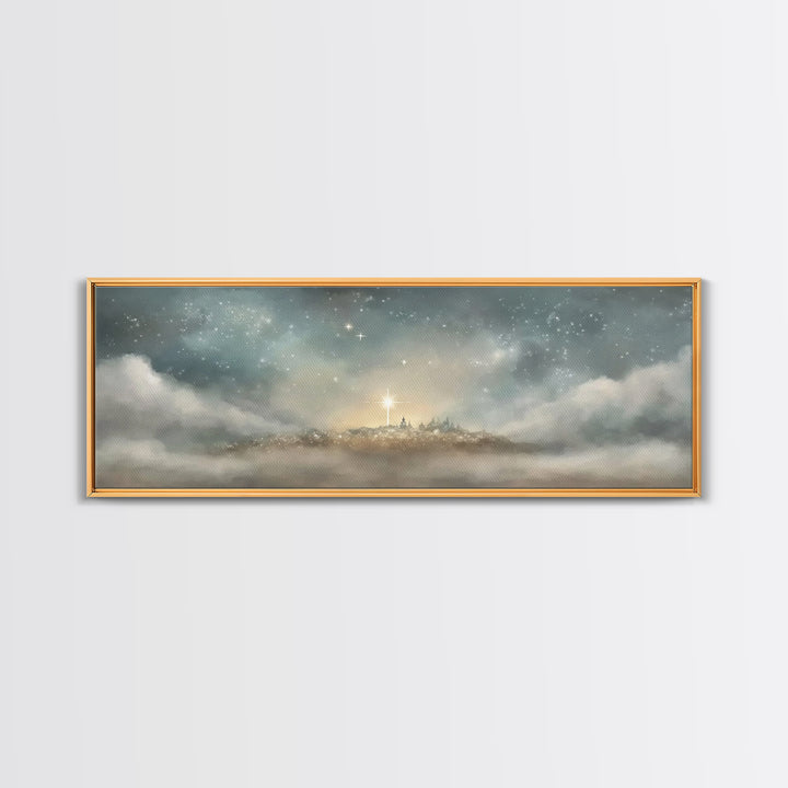The Guiding Star – Framed Canvas Print – Christian Wall Art – Panoramic Art – Christian Art Canvas – Christmas Art – Jesus Painting