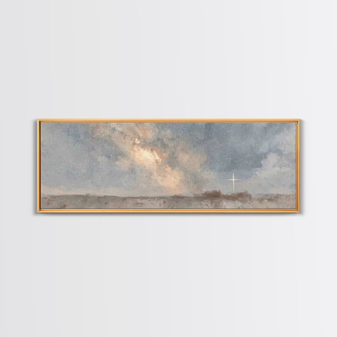Starry Dawn Hope | Framed Canvas Print | Christian Wall Art | Panoramic Painting | Christian Art Canvas | Christmas Art | Christian Christm