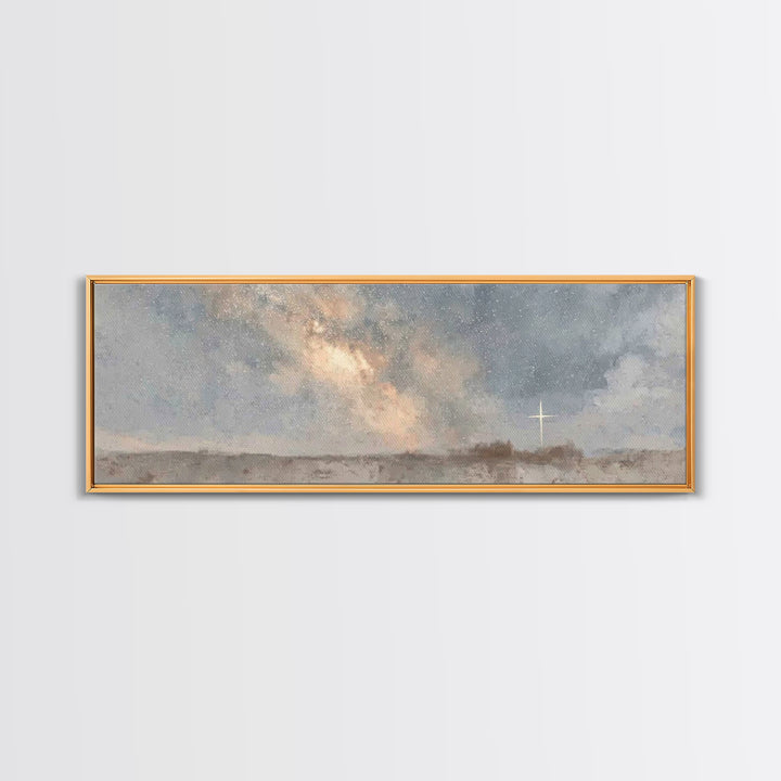 Starry Dawn Hope | Framed Canvas Print | Christian Wall Art | Panoramic Painting | Christian Art Canvas | Christmas Art | Christian Christm