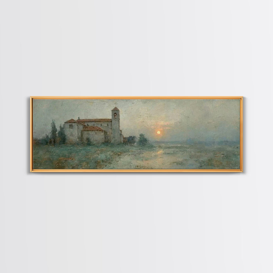 Saintly Evening Calm – Framed Canvas Print – Panoramic Art – Christian Wall Art – Christian Art Canvas – Christmas Art – Christian Painting