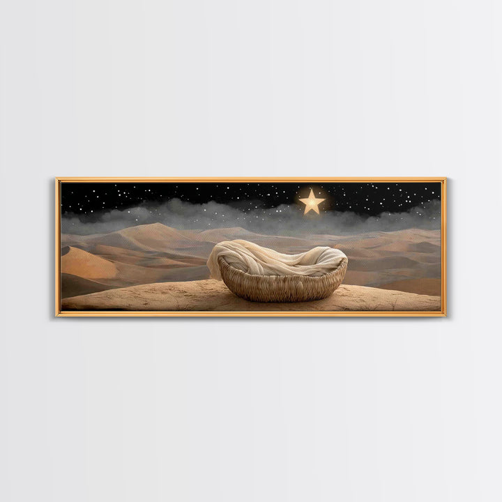 Cradle Of Peace, Framed Canvas Print, Panoramic Art, Christian Wall Art, Christian Art Canvas, Jesus Painting, Christian Christmas Art