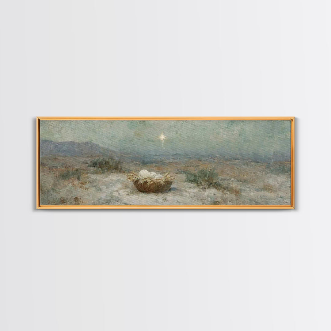 Silent Hope Nest | Framed Canvas Print | Christian Christmas Art | Panoramic Print | Christian Art Canvas | Christian Wall Art | Christmas