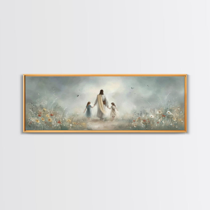 Pathway Of Peace, Framed Canvas Print, Christian Art Canvas, Jesus Painting, Christian Wall Art, Panoramic Wall Art, Christian Christmas Ar