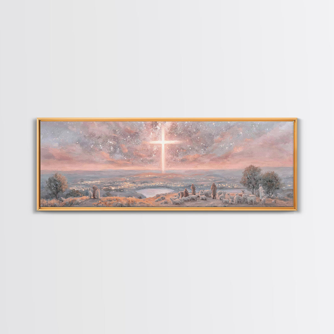 Star Of Salvation, Framed Canvas Print, Christian Art Canvas, Christmas Art, Panoramic Print, Christian Wall Art, Christian Christmas Art