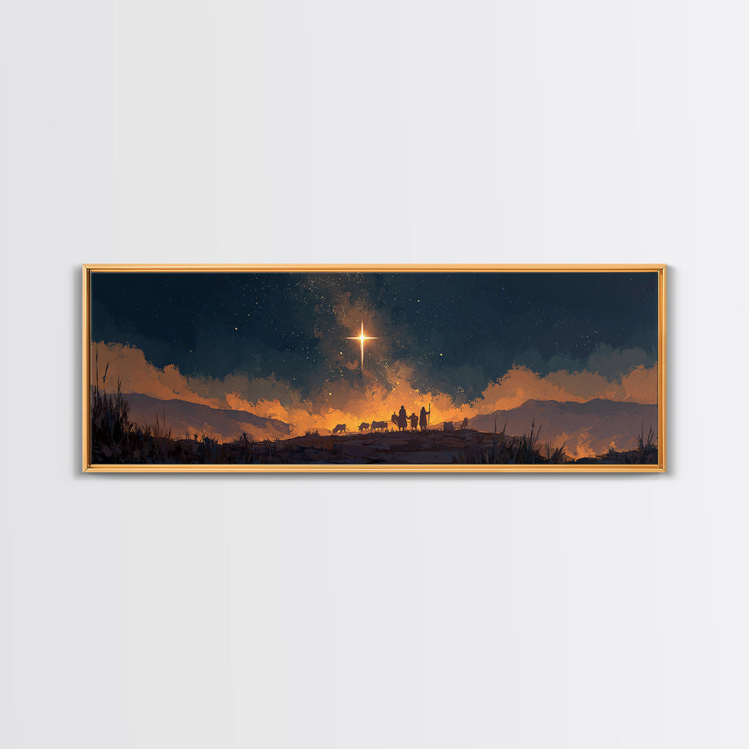 Holy Night Horizon | Framed Canvas Print | Christian Wall Art | Panoramic Painting | Christmas Art | Christian Art Canvas | Christian Chris